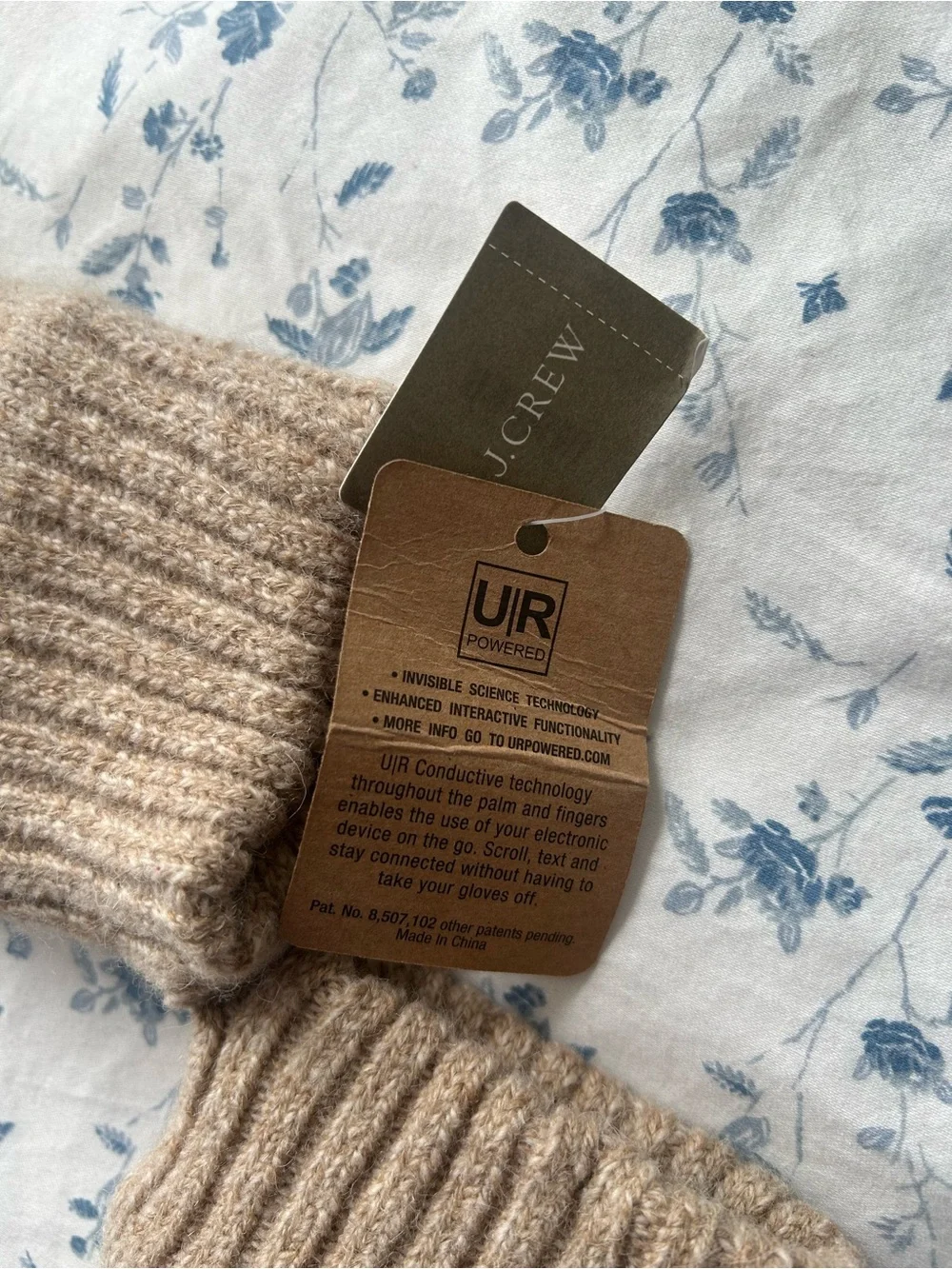 J. Crew // Men's Tan Wool-Blend Gloves with Leather Trim
